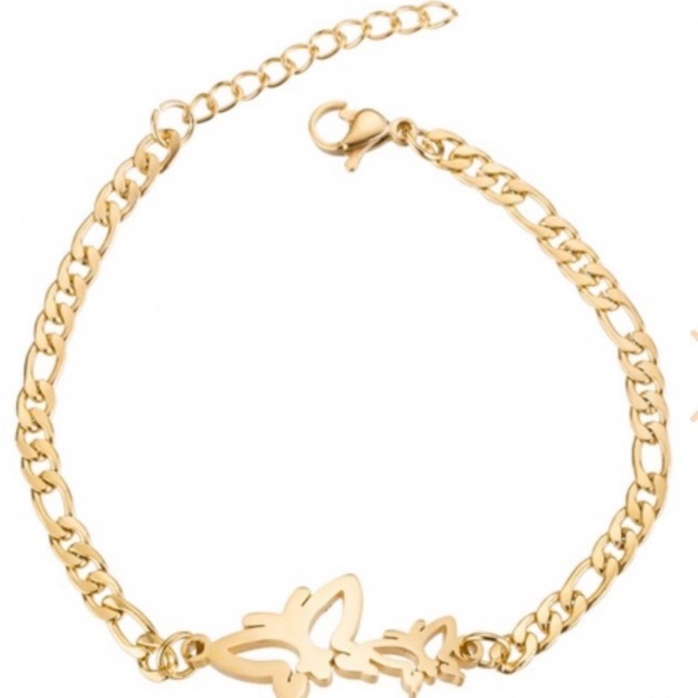 Elegant Stainless Steel Gold Butterfly Ankle Bracelet